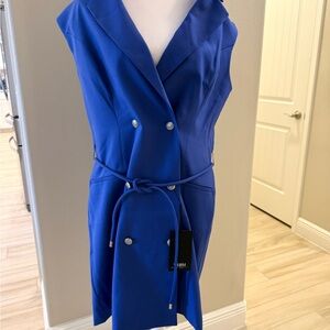 WHBM Women's Blue Double-Breasted DressWHBM Double breasted button down dress